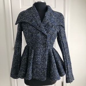 Free People Double-Breasted Jacket with Peplum